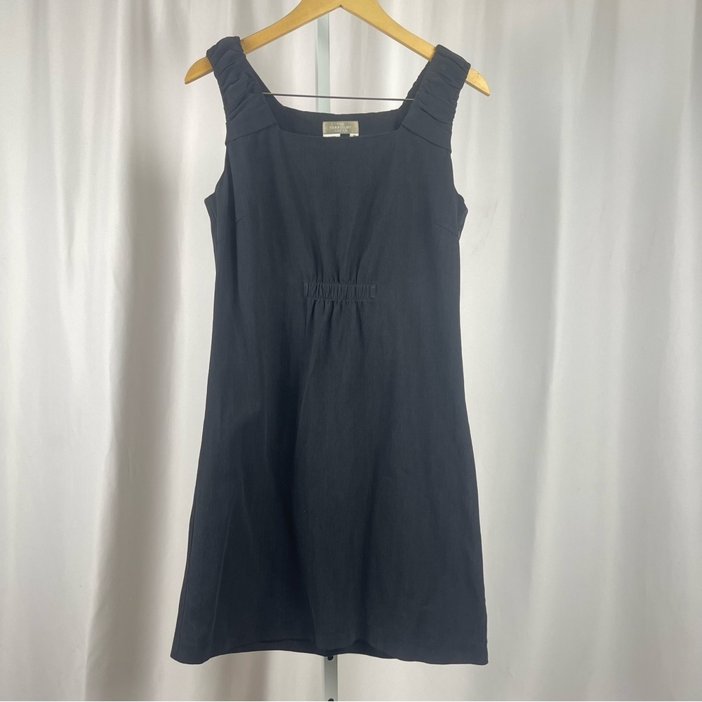 The Territory Ahead Size 8 Black Silk Cotton Sheath Dress Square Neckline